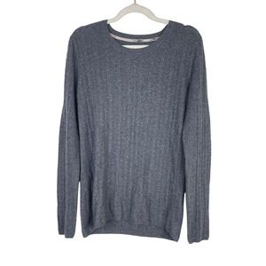 Burberry Womens 100% Cashmere Pullover Cable Knit Sweater Gray Capsule Size L